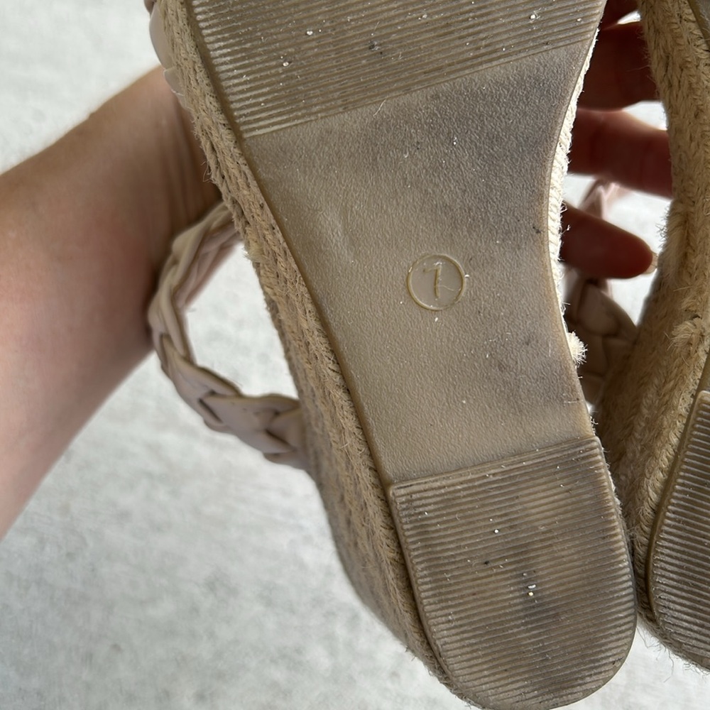 Worn once - COUTGO Woven Leather & Jute Wedge Sandals - Picture 12 of 13
